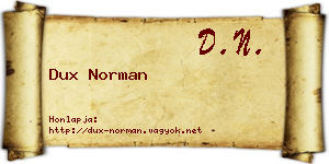 Dux Norman névjegykártya